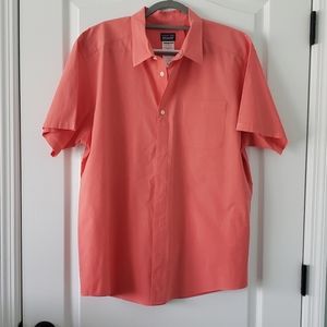 Patagonia Organic Cotton Men's Short Sleeve Casual Button Up Shirt Salmon Sx XL